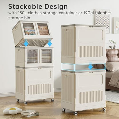 130L Plastic Laundry Hamper with 3 Independent Bags - color: Milky, size: 130L + 3 Bags