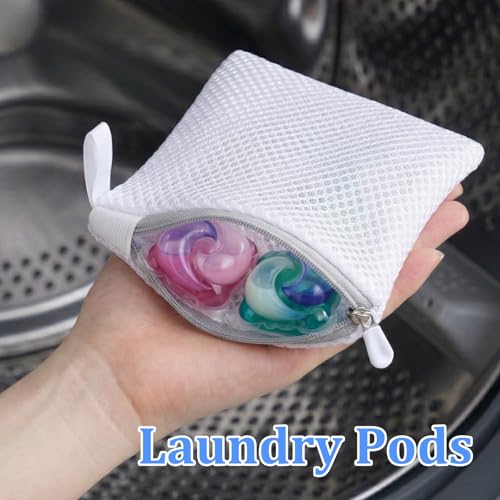 4PCS Small Mesh Laundry Bag Anti-Sticking Laundry Pods Bag with Zipper Portable Washing Machine Scent Beads Storage Lingerie Bags for Washing Laundry Pods and Scent Beads 4.7X5.5inch