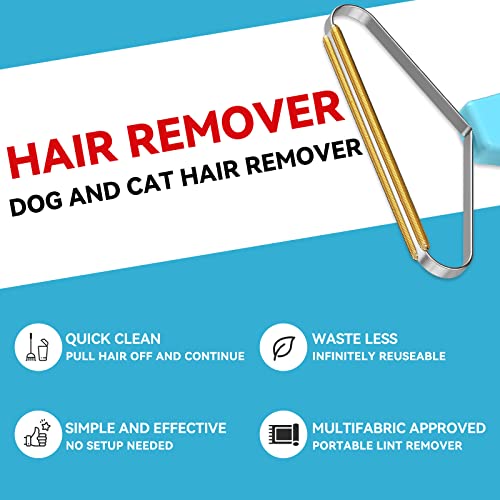 Pet Hair Remover Carpet Rake, Dog & Cat Hair Fur Remover, Carpet Scraper - color: Blue and Pink