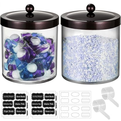 50Oz Laundry Pods Container Clear Container Stainless Steel Lid,Bronze,2pc - color: Bronze, size: 50 Ounces (2 Pack)