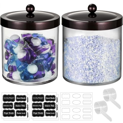 50Oz Laundry Pods Container Clear Container Stainless Steel Lid,Bronze,2pc - color: Bronze, size: 50 Ounces (2 Pack)
