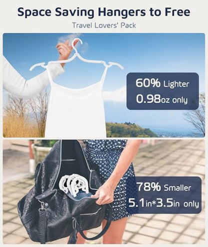 20 Pcs Travel Hangers, Cruise Ship Essentials Foldable Hangers Plastic Travel Essentials, Portable Cruises Must Haves 2026 for Suitcase, RV Camping Airplane Europe Vacation Essential, White - color: White