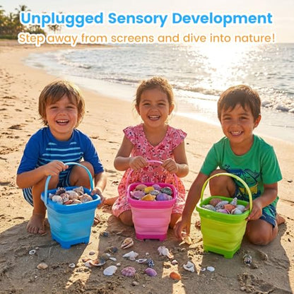 SHINDEL Collapsible Bucket for Kids,3 Pcs, Multicolor - color: Mix 1