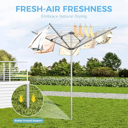 APEXCHASER Outdoor Clothes Drying Rack, 4-arm Umbrella Clothesline, 72.8" H - size: 131ft XL