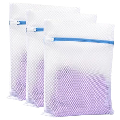 ELYN Mesh Laundry Bags, 3 Pack Medium (12” x 16"), Ultra Durable Honeycomb Mesh Bags With Anti-Rust Zipper for Washing Delicates & Protect Clothes, Laundry Room Organization Essentials