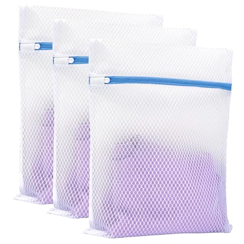 ELYN Mesh Laundry Bags, 3 Pack Medium (12” x 16"), Ultra Durable Honeycomb Mesh Bags With Anti-Rust Zipper for Washing Delicates & Protect Clothes, Laundry Room Organization Essentials