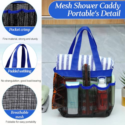 Hillban 4 Pcs Portable Mesh Shower Caddy, Blue - color: Blue