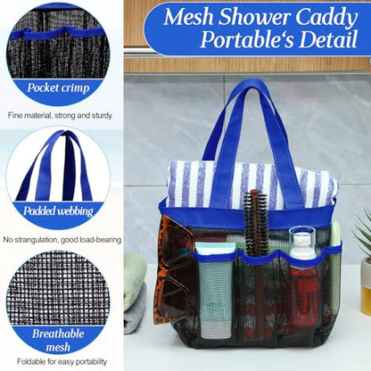 Hillban 4 Pcs Portable Mesh Shower Caddy, Blue - color: Blue