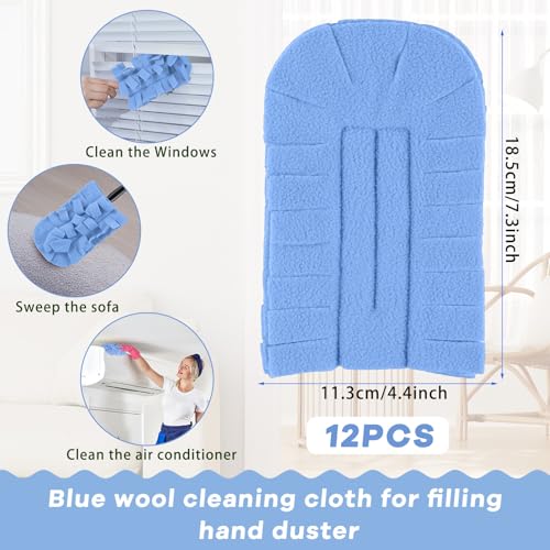 12 Pcs Reusable Duster Refills Washable Pads, Blue - color: Blue
