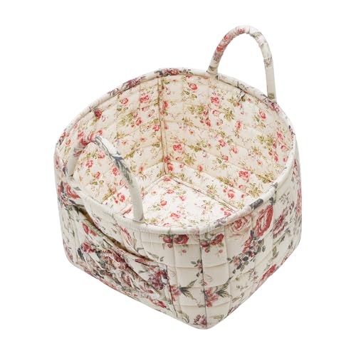 Boho Fabric Storage Basket, Large Capacity Laundry Basket, 12.2'' x 10.23'' x 10.23'' Collapsible Laundry Hamper with Easy Carry Handles (Brown, L) - color: Brown