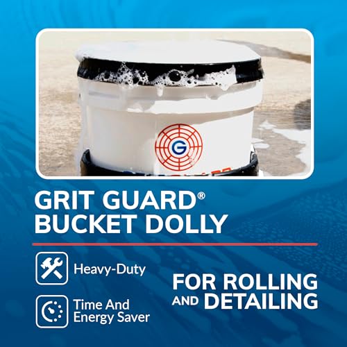 Grit Guard Bucket Dolly with Wheels - Rolling Detailing Wash Bucket with 5 Wheels and 2 Locking Casters Compatible with 2.5, 4, 5 and 6 Gallon Buckets (Blue, 3" Red Casters) - Made in the USA - color: Blue, size: 3" Red Casters