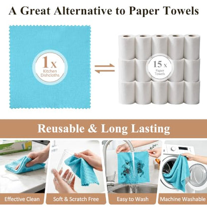 30 Pack Microfiber Cleaning Cloths, Dish Towels for Kitchen, Car, Bathroom - color: Blue