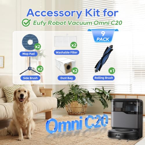 9 Pack Omni C20 Replacement Parts for Eufy Omni C20 Robot Vacuum