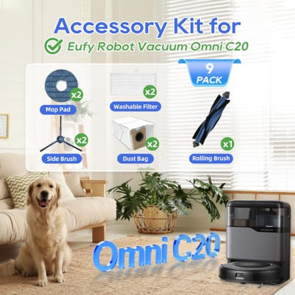 9 Pack Omni C20 Replacement Parts for Eufy Omni C20 Robot Vacuum