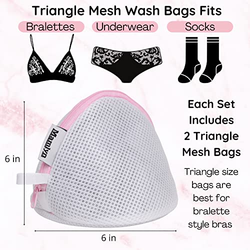 Mamlyn Mesh Bra Bags for Washing Machine, Lingerie wash Bags for Laundry - size: 2 Traingle