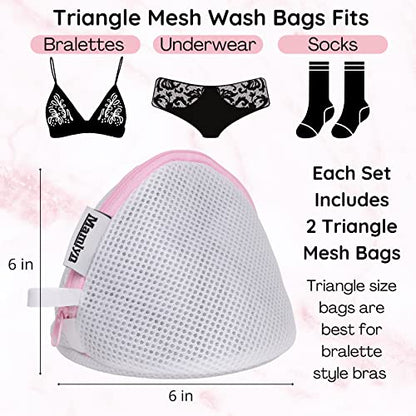 Mamlyn Mesh Bra Bags for Washing Machine, Lingerie wash Bags for Laundry - size: 2 Traingle