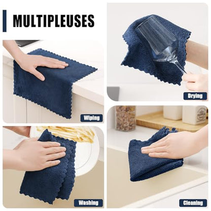 Kitinjoy 24 Pack Kitchen Cloths Dish Towels (10" x 10", Navy Blue) - color: Navy Blue, size: 10 X 10 inch- 24 Pack