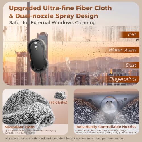 KKI Window Cleaning Robot, Auto-Dual Spray,for High-Rise Windows 4min/㎡ - color: Black