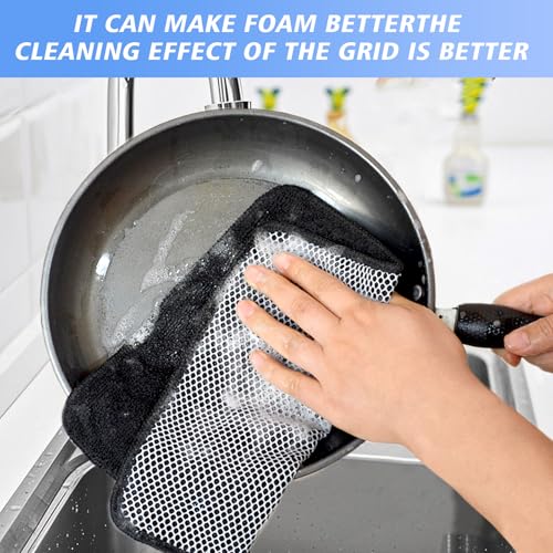 KinHwa Dish Cloths for Washing Dishes with Scrub Side, Microfiber Dish Rags - color: Black, size: 9inchx9inch