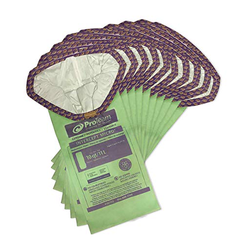 Proteam SuperCoach Vacum Bags, Commercial-Grade Proteam SuperCoach Pro 10 Vacum Bag Filters -- Traps Dangerous Invisible Airborne Particulates