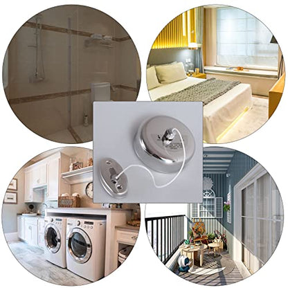 2 Pcs Retractable Clothesline 304 Stainless Steel Durable with Heavy Duty Adjustable Rope Shower Clothes Line for Outdoor and Indoor