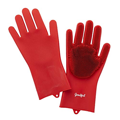 Goodful Silicone Kitchen Rubber Gloves, Oversized, Reusable, Waterproof - color: Red, size: One Size
