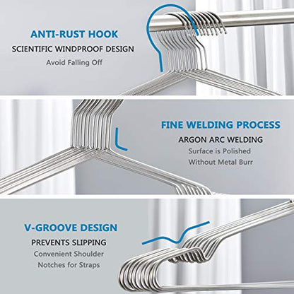 Fayleeko Wire Coat Hangers - 17.7 Inch Heavy Duty Stainless Steel Hangers (50 Pack) - size: 50Pack 17.7inch