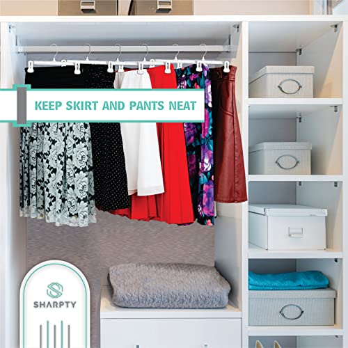 Sharpty Pant & Skirt Hangers - Closet Hangers for Shorts, Shirts, Jeans, Dresses, Slacks, Coats, Clothes, Clothing, Garments & More - Durable, Space Saving & Non-Slip, White - 10 Pack - color: White, size: 10