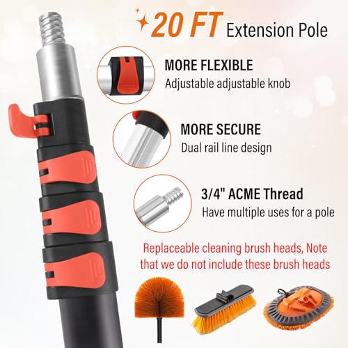 26FT High Window Cleaning Kit with Pole,2 in1 Professional Window Squeegee - color: 10.65in Squeegee, size: 20FT(Reach 26ft)