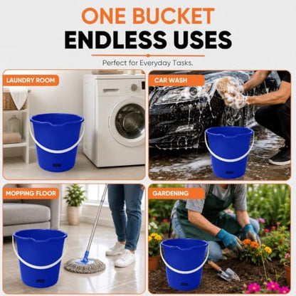 Superio 2.75 Gallon Bucket, Plastic Cleaning Pail with Handle, Car Wash Bucket, Small Utility Bucket for Mopping, Fishing, Camping & Household Use, Durable, Blue - 6 Pack - color: Blue, size: 6 Pack