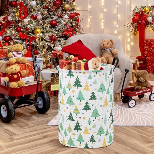 Round Collapsible Fabric Storage Basket,Laundry Hamper, Christmas tree - color: Round-Christmas tree