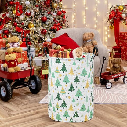Round Collapsible Fabric Storage Basket,Laundry Hamper, Christmas tree - color: Round-Christmas tree