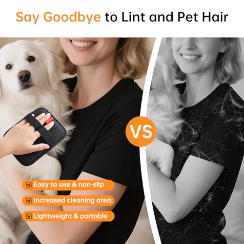 1 Pcs Pet Hair Removal Gloves, Reusable Electrostatic Pet Cat Dog Hair Remover Grooming Gloves Brush Tool for Couch, Furniture, Carpet, Car Seat (1 Pack Black) - color: 1 Pack Black