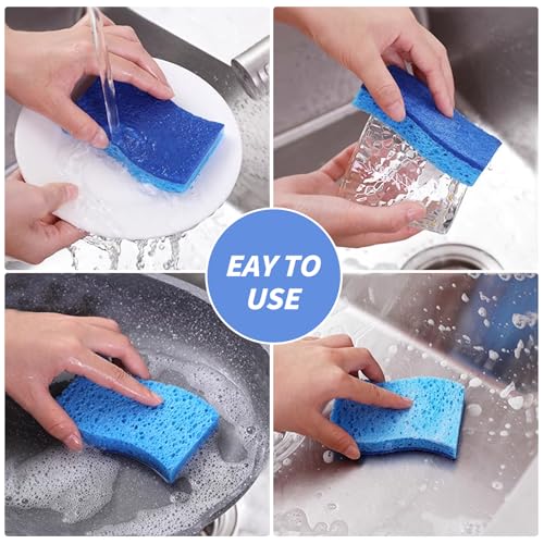 6-Pack Non-Scratch Kitchen Sponges – Durable Dish Sponges for Dishes, Pots, and Pans, Perfect for Cleaning Stainless Steel, Dishwashing, and More, Blue & Blue - color: Blue&blue