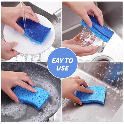 6-Pack Non-Scratch Kitchen Sponges – Durable Dish Sponges for Dishes, Pots, and Pans, Perfect for Cleaning Stainless Steel, Dishwashing, and More, Blue & Blue - color: Blue&blue