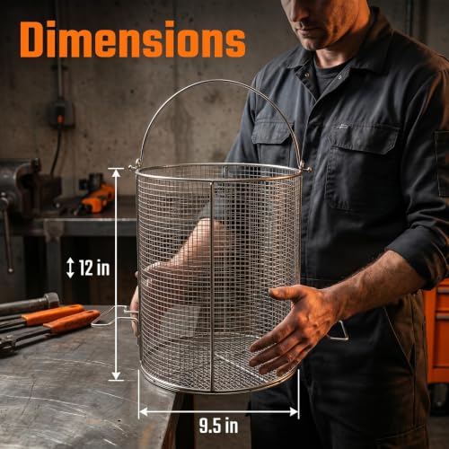 Stainless Steel Part Cleaning Strainer Basket, Fits 5-Gallon Bucket