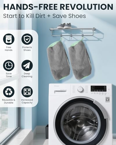 Shoe Washing Machine Bag: 2 Pack Reusable Shoes Cleaning Bags, Light Gray - color: Light Gray