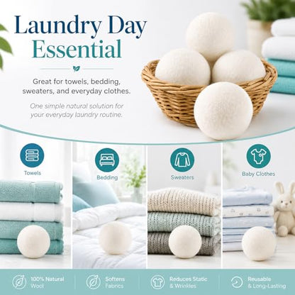 Wool Dryer Balls 4 Pack XL,Laundry Dryer Balls
