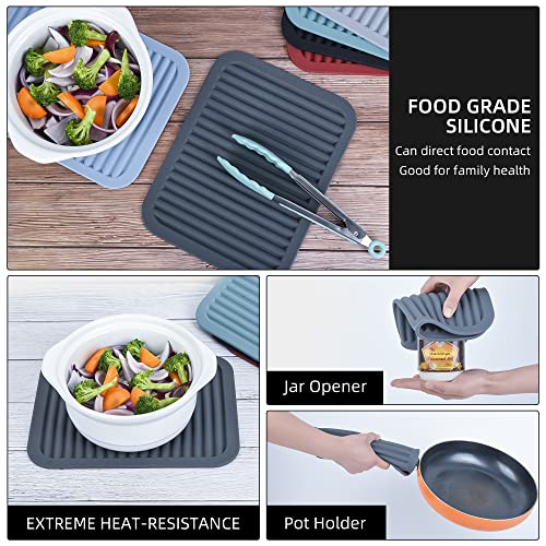 Silicone Trivets for Hot Dishes, Pots and Pans, Hot Pads for Kitchen Counter, Heat Resistant Trivets for Quartz Countertops, Hot Pads, Silicone Pot Holders Mats, Teal Table Trivet Mat, Set 2 - color: A04: Rectangular-teal