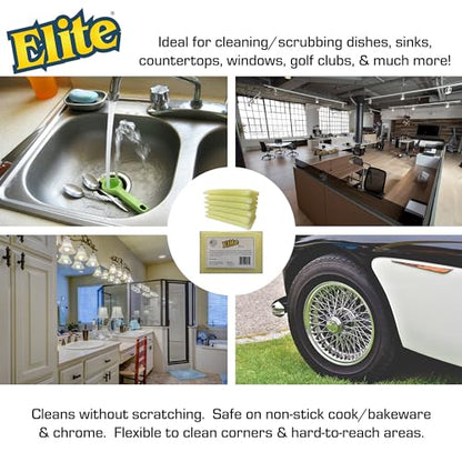 Elite PRO All Purpose Cleaning Pad, 6 Pack, Non Scratch, Dish Sponge, Scrubber, Made in USA. Large Thin Sponge for Kitchen and Household Use. Flexible to Clean Corners and Tight Spaces. - size: 6-Pack