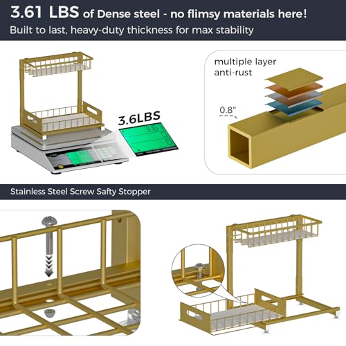 Saydear 2-Pack L-Shaped Under Sink Organizer, 2-Tier Pull-out Cabinet Rack - color: Gold V2.0, size: 2 Pack
