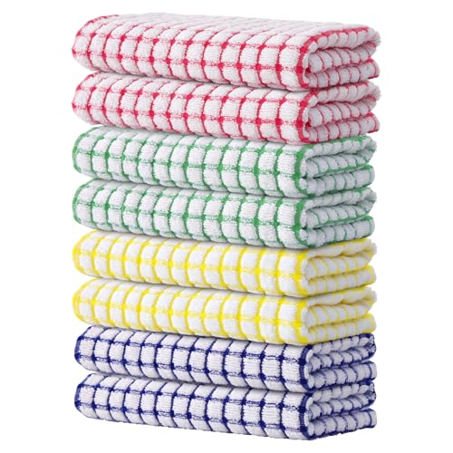 Kitinjoy Cotton 8 Pack Terry Kitchen Towels, Multiple Colour - color: Mixed Color, size: 16 X 25 - 8 Pack