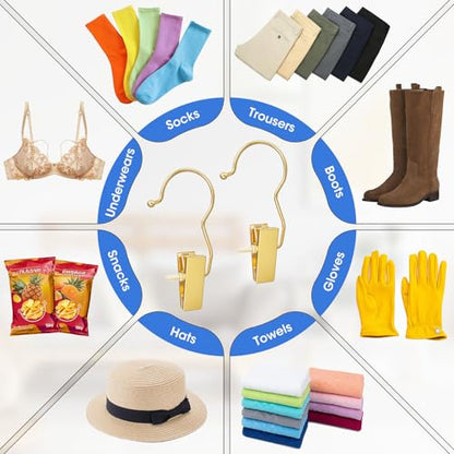 30 Pack Gold Hangers for Closet, Clips Hangers with Hooks, Clothes Pin - color: Gold, size: 30pcs