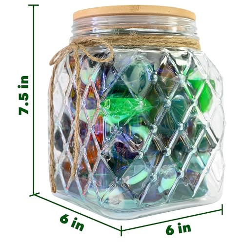 Glass Laundry Pods Container, Laundry Containers with Ropes & Wooden Lid - color: Glass Jar With Ropes& Wooden Lid