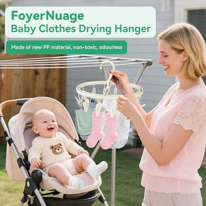 Premium Portable Travel Foldable Clothes Drying Hanger with 12 Clips, Anti-Rusty Plastic Drying Rack for Socks, Lingeries, Delicates and Baby Clothes - style: 12 Clips