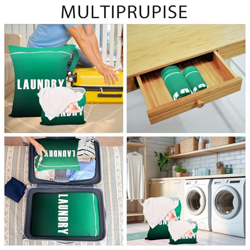 2 Pcs Large Travel Laundry Bags - Waterproof Wet/Dry, Washable, Dirty Clothes, Bathing Suit, Workout, Gym Clothes, Swimming, Yoga (Green+Dark Green) - color: Green+Dark Green