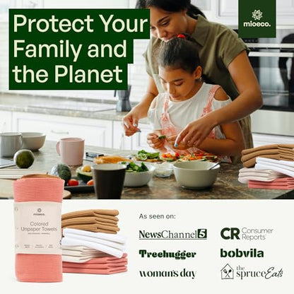 mioeco 24 Pack Reusable Kitchen Paper Towels, Organic Multicolor Cloths - size: 24 Pack Warm Earth