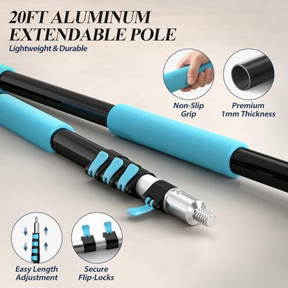 COVERONICS 25FT High Duster Cleaning Tools with 5-20FT Extension Poles - size: 20FT