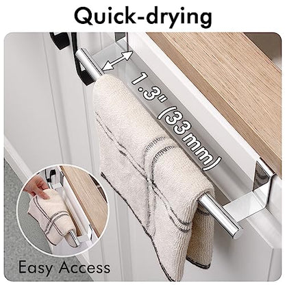 KES Over The Cabinet Door Towel Rack, 2 Pack, Polished Steel - color: Polished Steel