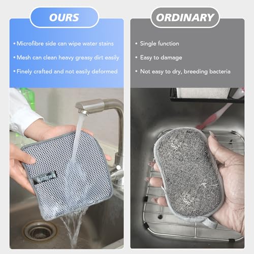 KinHwa Dish Cloths for Washing Dishes with Scrub Side, Microfiber Dish Rags - color: Gray, size: 7inchx7inch